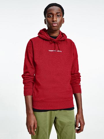 Red Men's Tommy Hilfiger Recycled spacedye logo Hoodies | AU_M31459