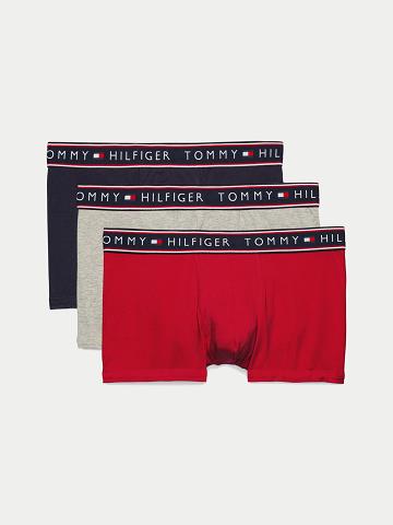 Red / Navy / Grey Men's Tommy Hilfiger Cotton stretch trunk 3pk Trunks | AU_M31510