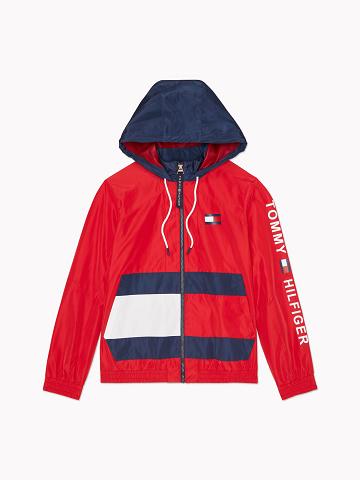 Red Women's Tommy Hilfiger Sport Flag Windbreaker Coats | AU_W21041