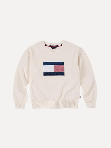 White Kids' Tommy Hilfiger Big Flag Sweatshirts | AU_G1190