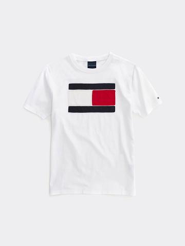 White Kids' Tommy Hilfiger Flag T Shirts | AU_B2170