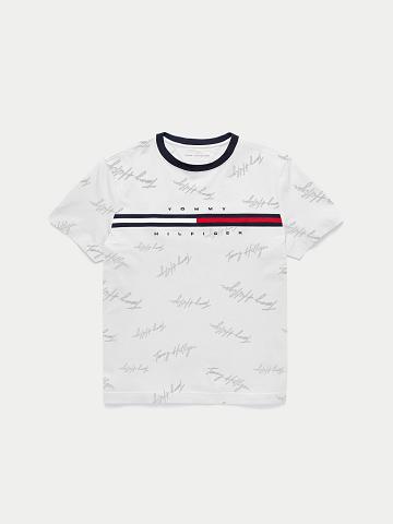 White Kids' Tommy Hilfiger Signature Flag T Shirts | AU_G1258