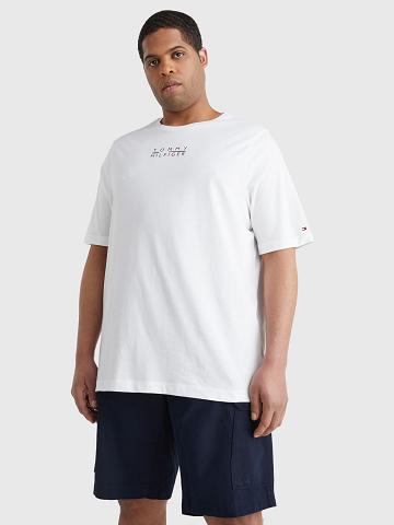 White Men's Tommy Hilfiger Big and tall logo T Shirts | AU_M31004