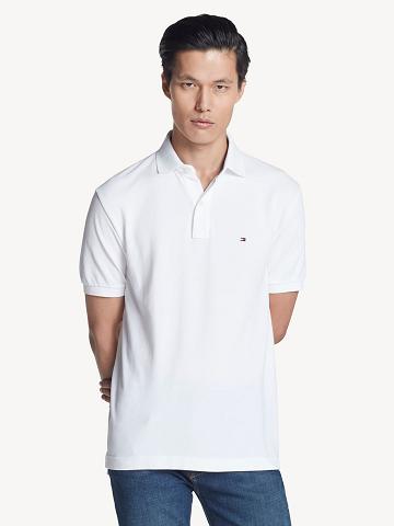 White Men's Tommy Hilfiger Classic fit solid Polos | AU_M31289