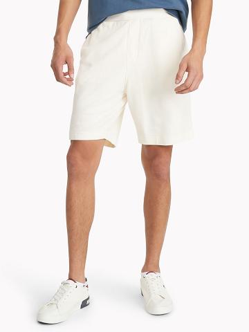 White Men's Tommy Hilfiger Essential solid sweatshort Shorts | AU_M31207