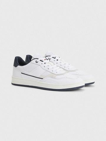 White Men's Tommy Hilfiger Leather cupsole Sneakers | AU_M31622