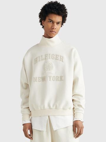 White Men's Tommy Hilfiger Mockneck Sweatshirts | AU_M31129