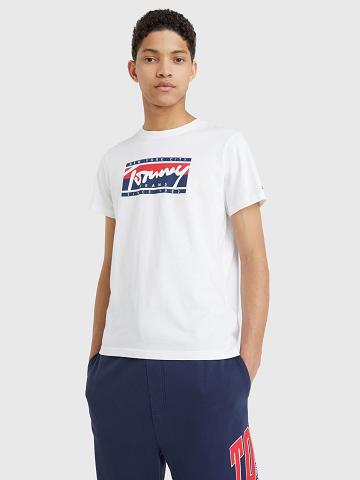 White Men's Tommy Hilfiger Nyc logo T Shirts | AU_M31056