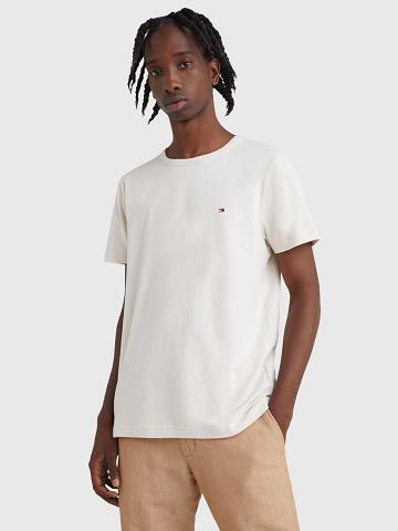 White Men's Tommy Hilfiger Organic cotton and linen T Shirts | AU_M31057