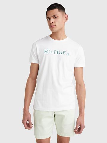 White Men's Tommy Hilfiger Th cool floral logo T Shirts | AU_M31078