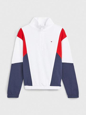 White / Navy Kids' Tommy Hilfiger Half-Zip Sweatshirts | AU_G1198