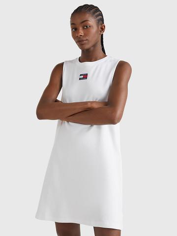 White Women's Tommy Hilfiger Badge Logo Tank Dresses | AU_W21043