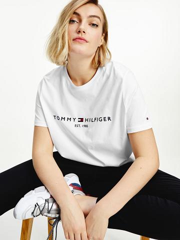 White Women's Tommy Hilfiger Curve Hilfiger Crewneck T Shirts | AU_W21440