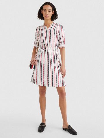 White Women's Tommy Hilfiger Polka Dot Shirtdress Dresses | AU_W21105