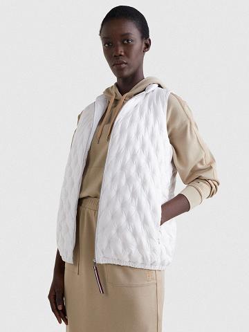 White Women's Tommy Hilfiger Quilted Down Vest Jackets | AU_W21182