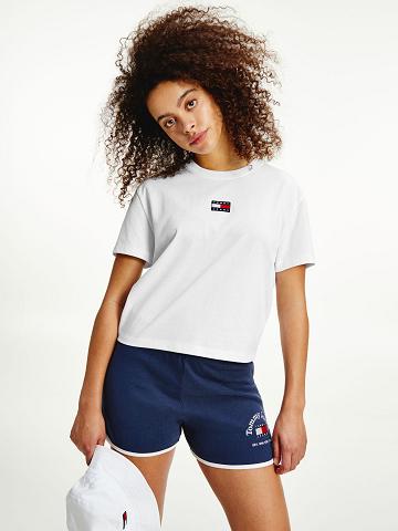 White Women's Tommy Hilfiger Tommy Badge T Shirts | AU_W21483