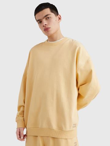 Yellow Men's Tommy Hilfiger Sun washed crewneck Sweatshirts | AU_M31137