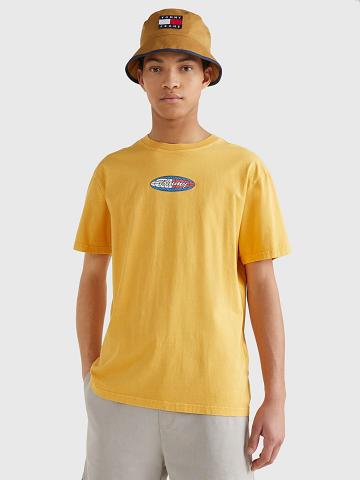 Yellow Men's Tommy Hilfiger Surf Globe Logo T Shirts | AU_M31075